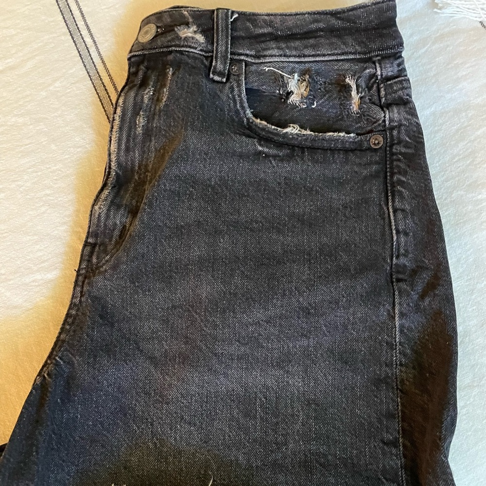 Black Wash Denim Shorts